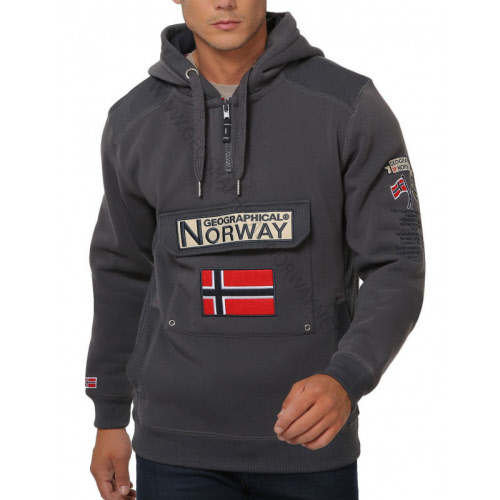 Geographical Norway Hombre Sudadera con capucha con bolsillo en el pecho y  bolsillo canguro azul